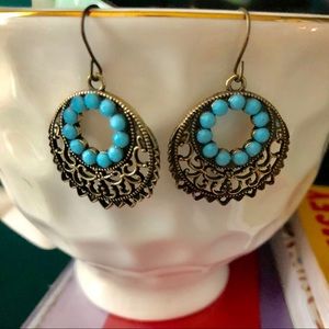 Bronze and Turquoise Earrings
